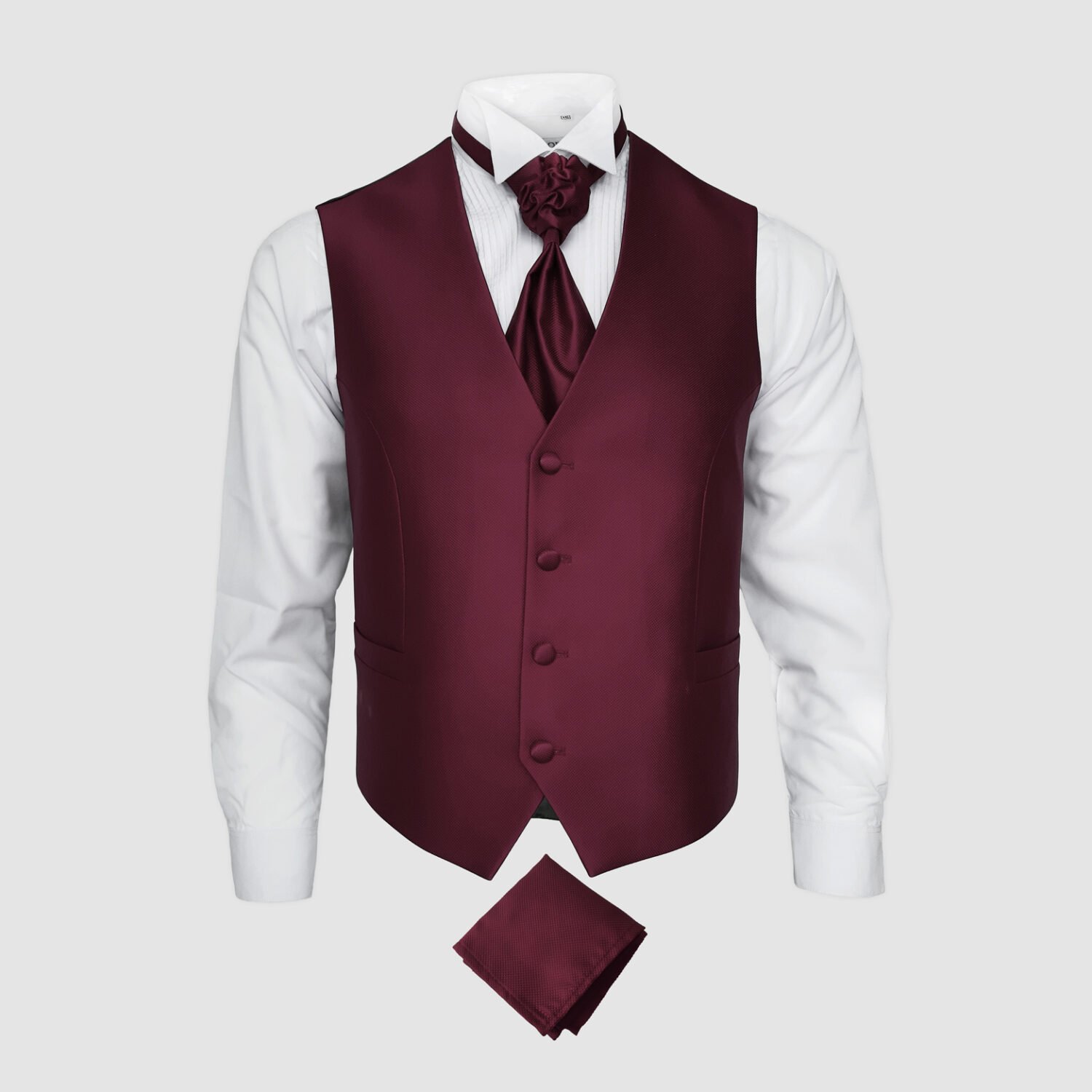 CHALECO ROJO VINO TINTO (tela brocada con diseño)