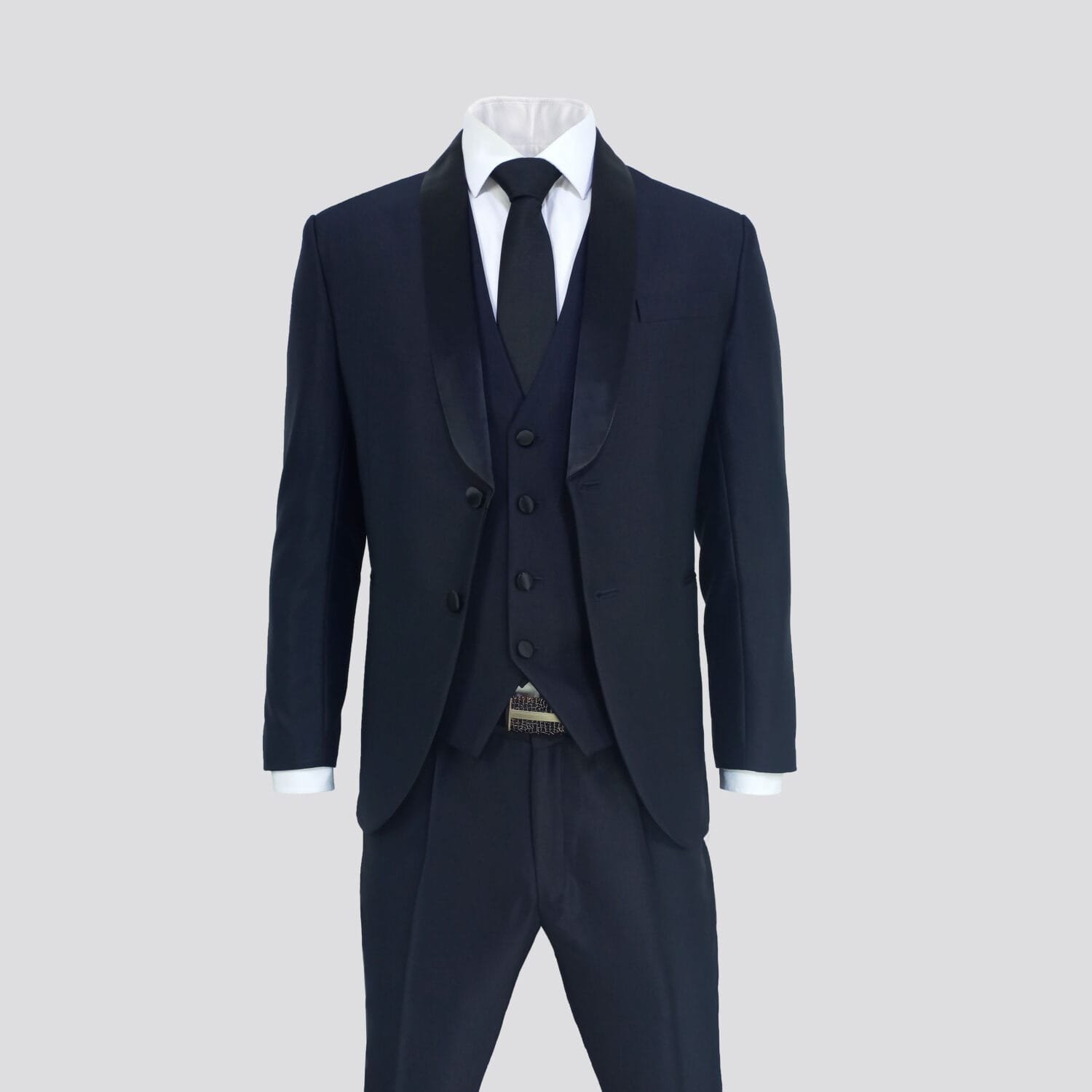 ESMOQUIN AZUL NOCHE SATINADO (tres piezas)