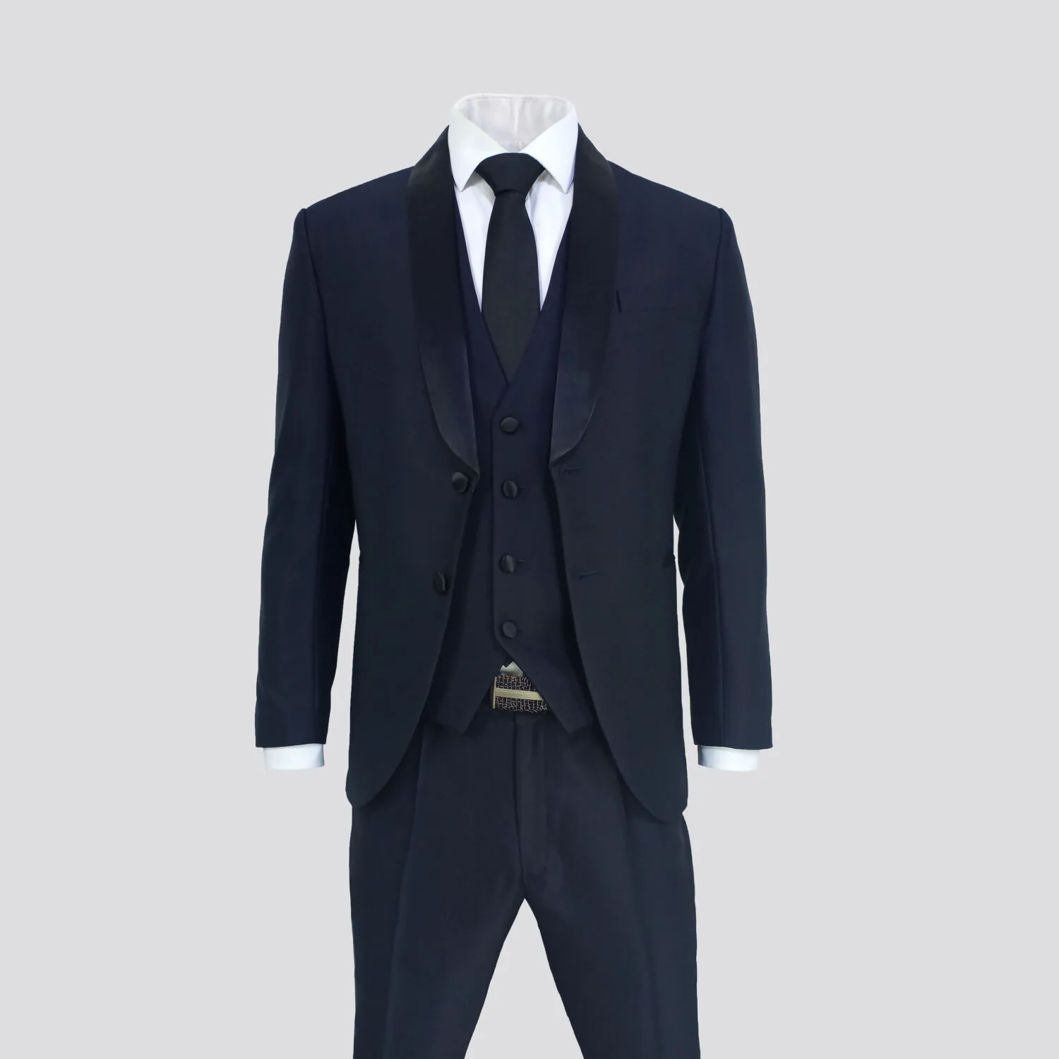 ESMOQUIN AZUL NOCHE SATINADO (tres piezas)