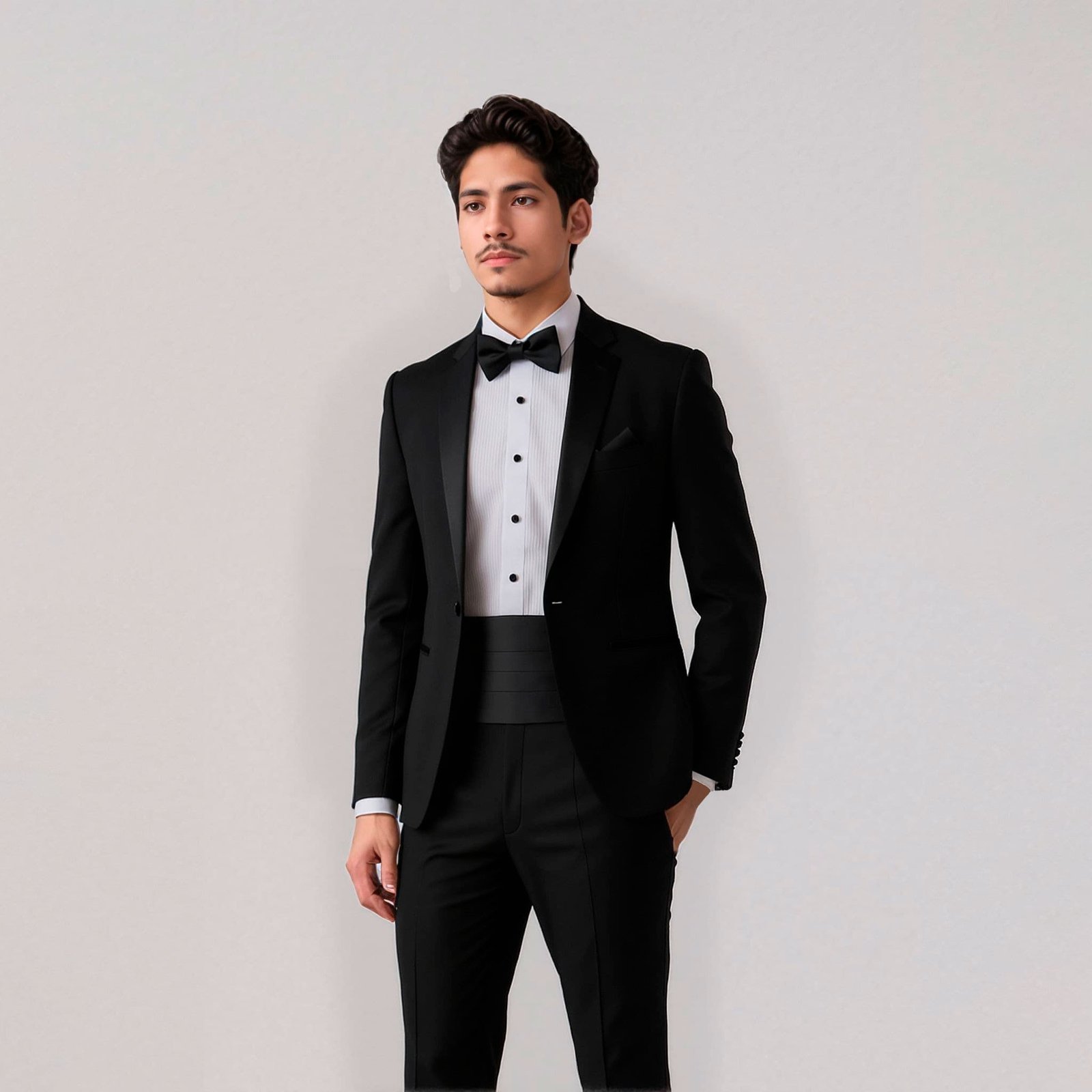 ESMOQUIN NEGRO CLASICO CON SOLAPA EN V (dos piezas) - Imagen 3