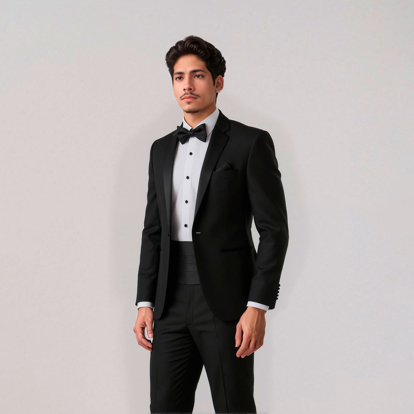 ESMOQUIN NEGRO CLASICO CON SOLAPA EN V (dos piezas) - Imagen 4