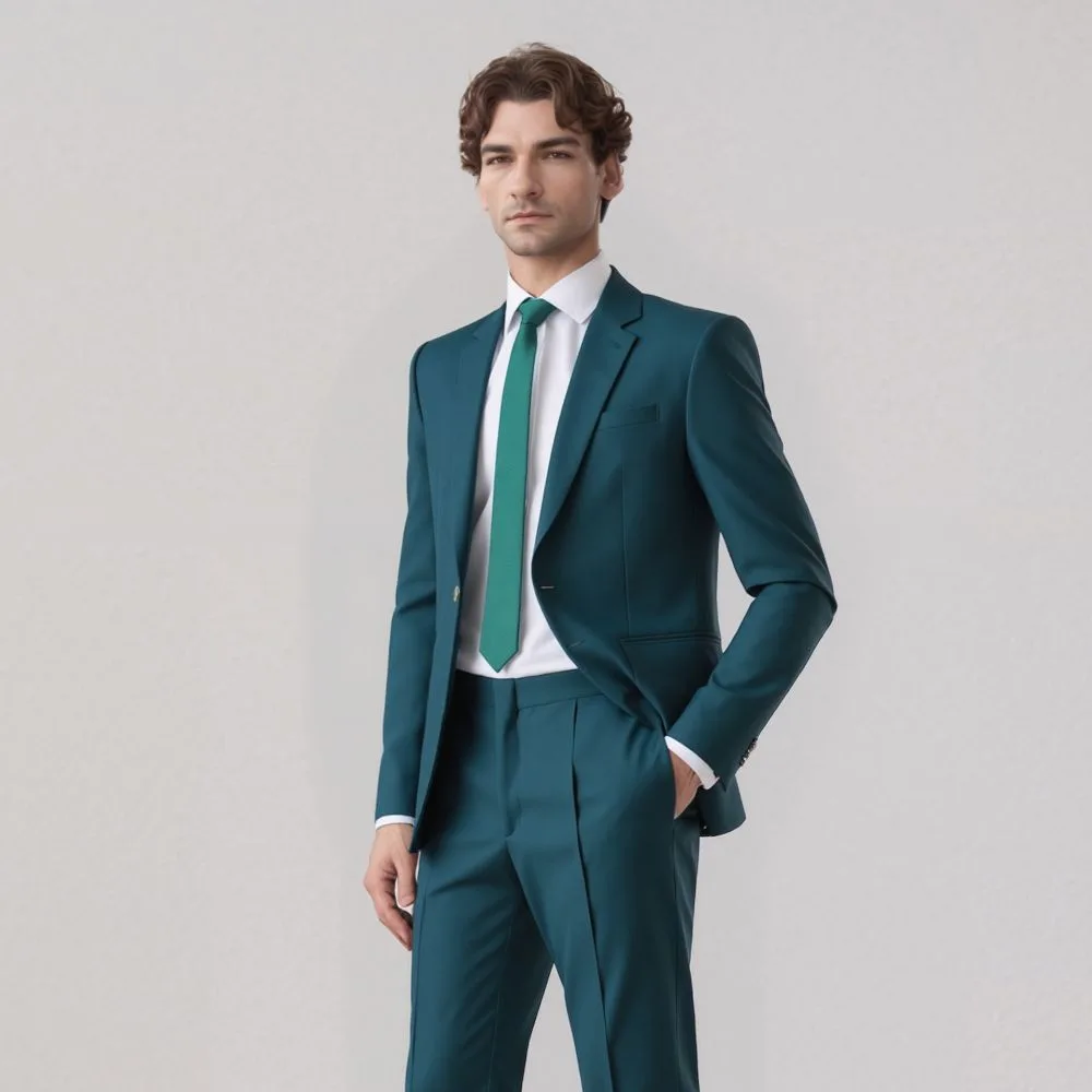 TERNO CLASICO VERDE PETROLEO (dos piezas) - Imagen 3