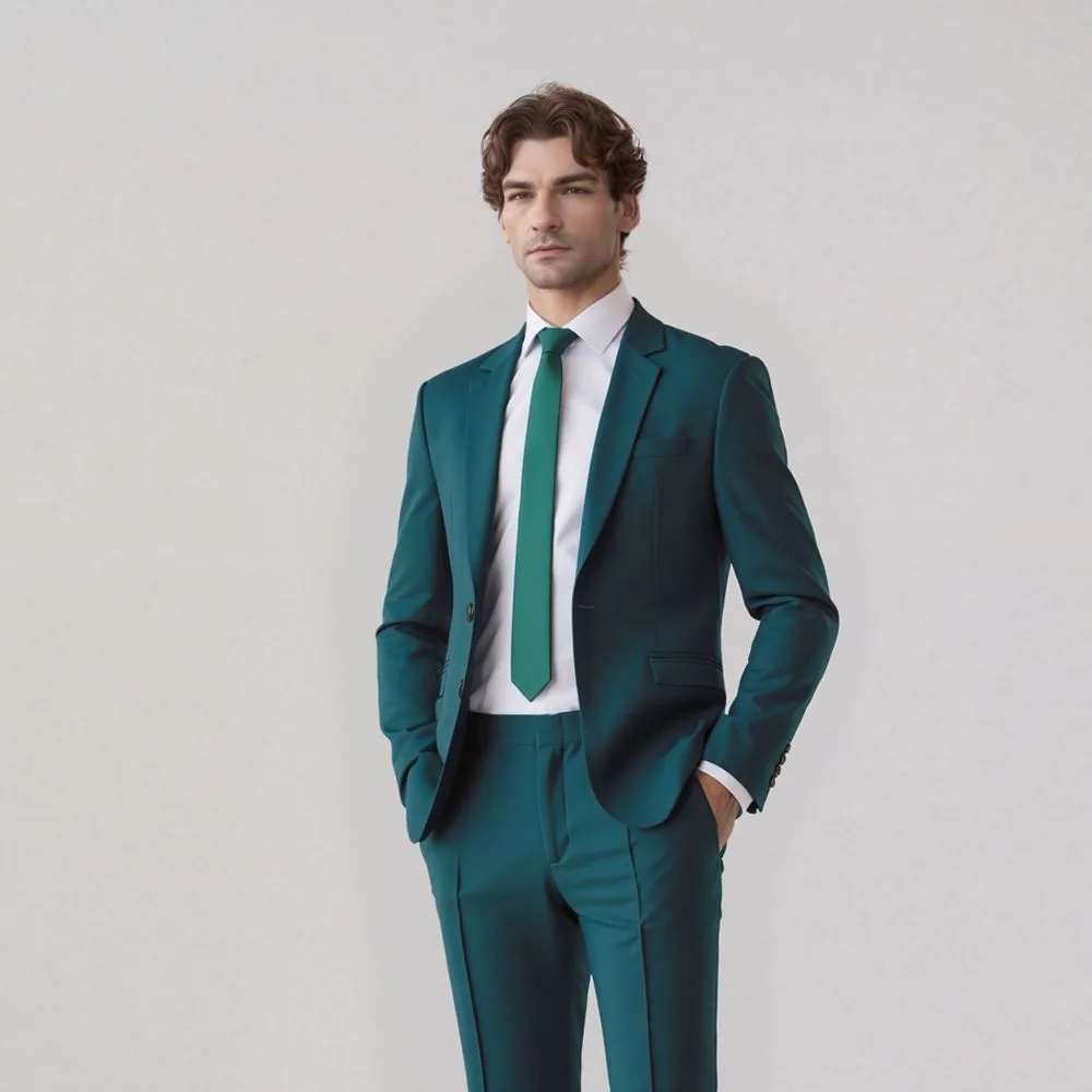 TERNO CLASICO VERDE PETROLEO (dos piezas) - Imagen 2