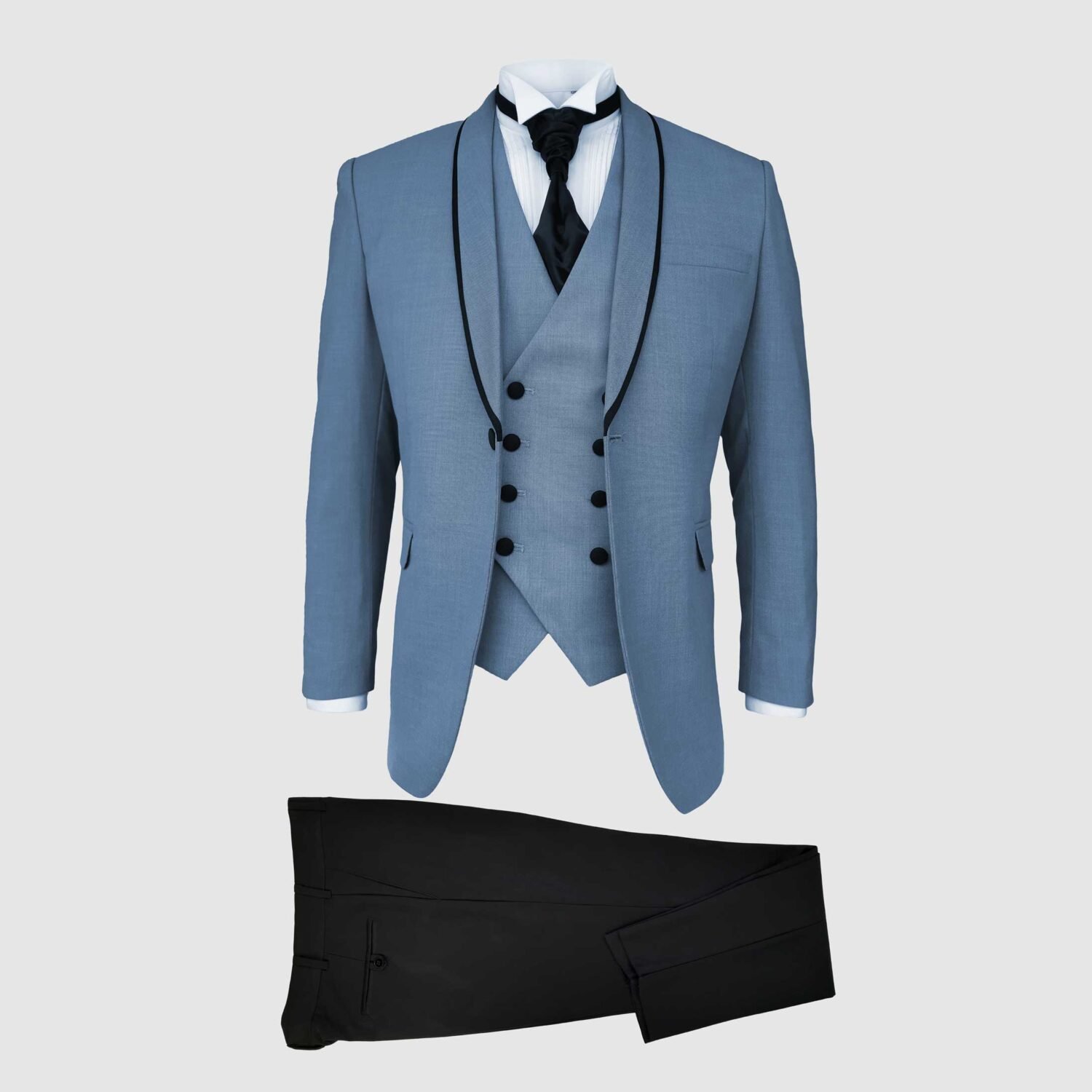 ESMOQUIN CELESTE MATE (con detalles negros)