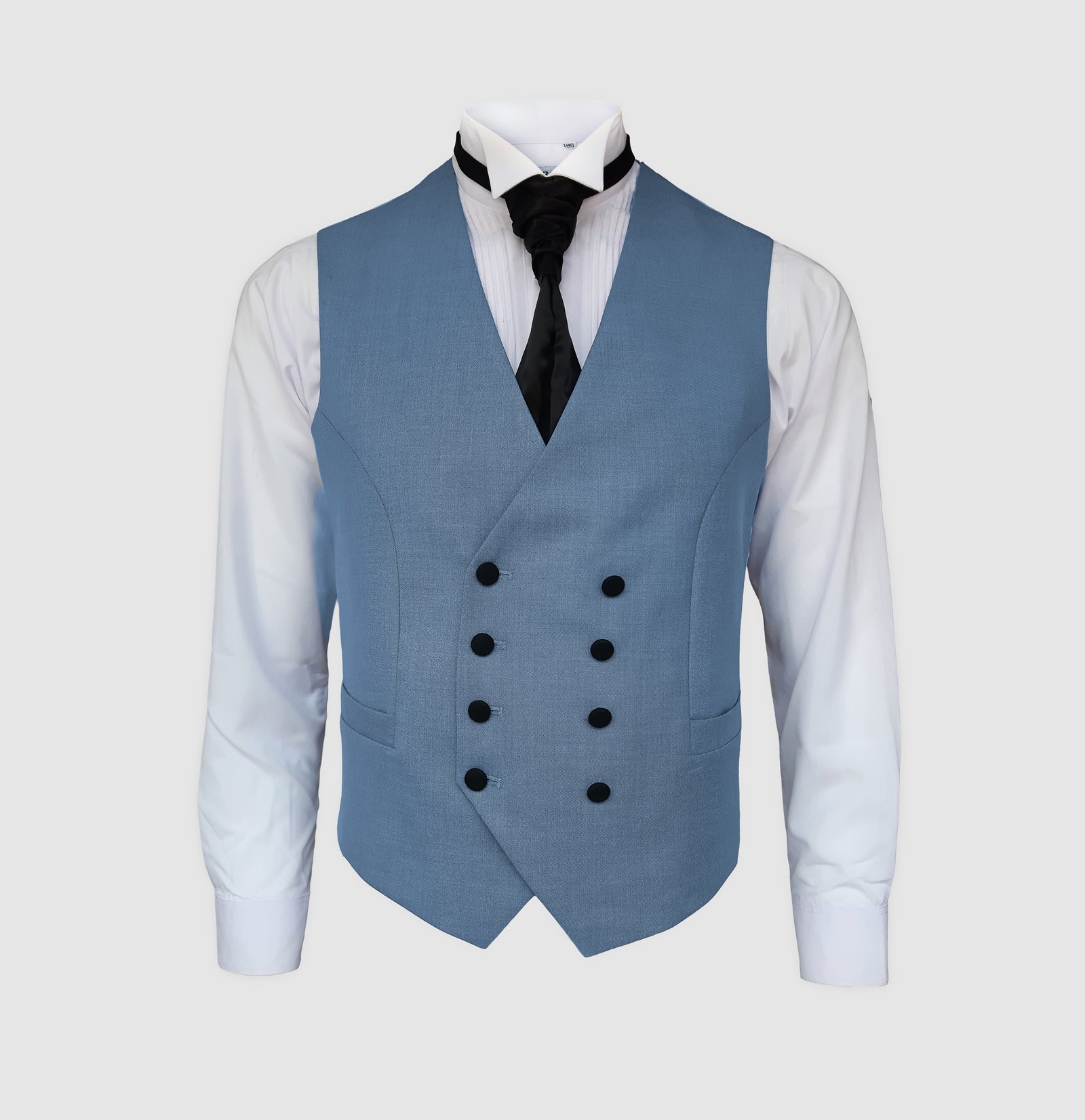 ESMOQUIN CELESTE MATE (con detalles negros) - Imagen 2